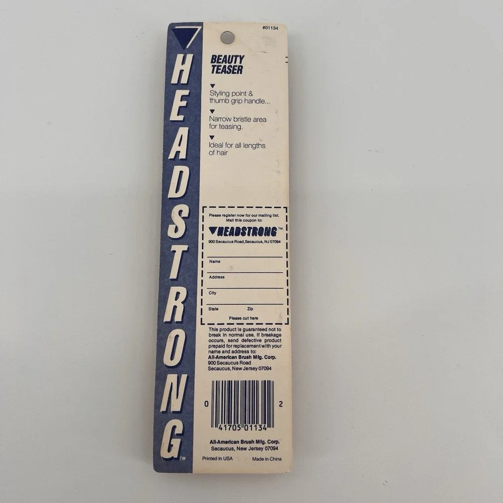 Vintage NEW NOS Headstrong Beauty Teaser Narrow Bristle‎ Brush (Blue)